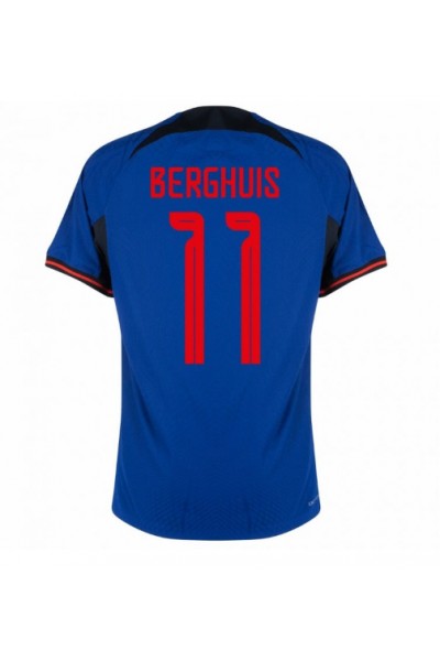 Alankomaat Steven Berghuis #11 Jalkapallovaatteet Vieraspaita MM-kisat 2022 Lyhythihainen